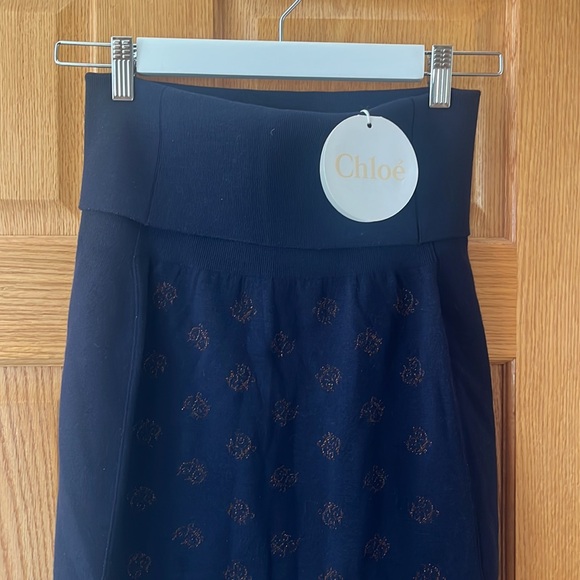 Chloe long knit navy skirt size S - Picture 2 of 8